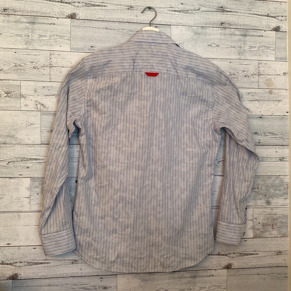 7 Downie St Couture Men’s Blue Striped Button Up Shirt Size M/L UK 4 - Picture 7 of 13